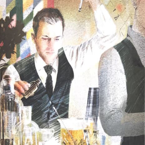 Barman en préparation lors d'un évènement