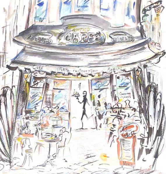 Croquis de la façade de l'Antico Caffè